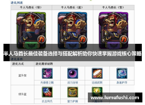 半人马酋长最佳装备选择与搭配解析助你快速掌握游戏核心策略