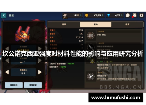 坎公诺克西亚强度对材料性能的影响与应用研究分析