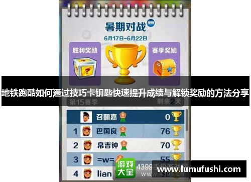 地铁跑酷如何通过技巧卡钥匙快速提升成绩与解锁奖励的方法分享