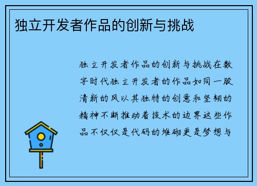 独立开发者作品的创新与挑战